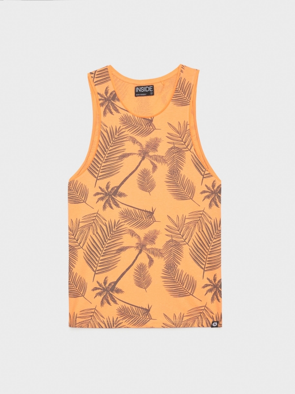  Camiseta tirantes hojas palmeras salmón