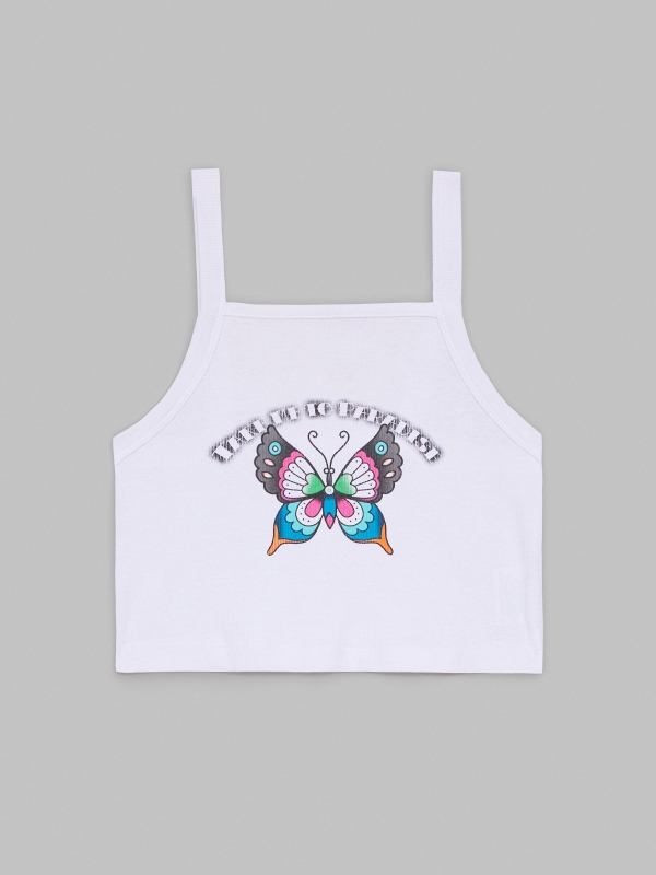  Butterfly crop top white