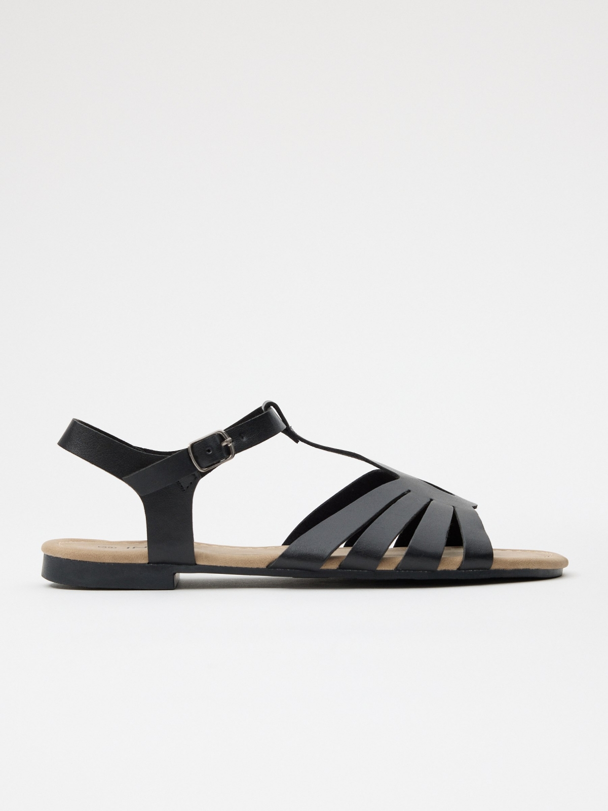 Sandals with crossed straps black/beige