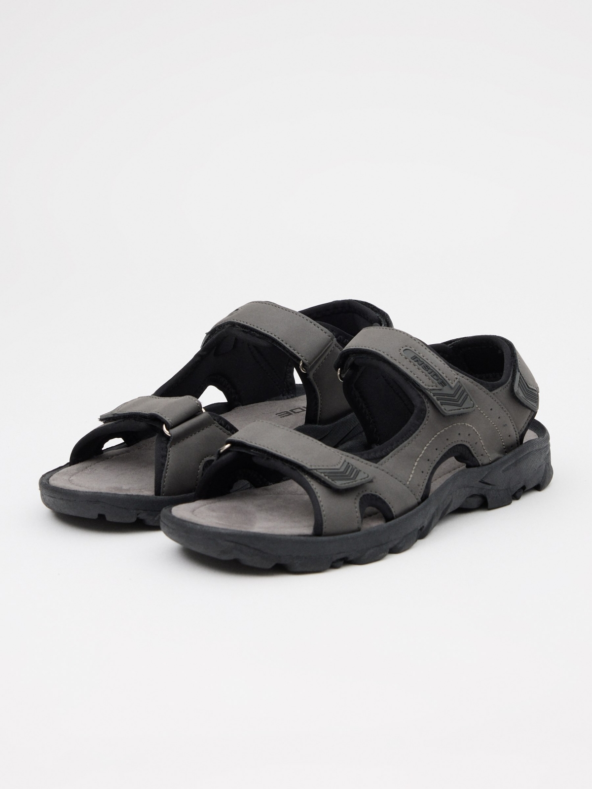 Sports sandal with velcro straps 45º front view