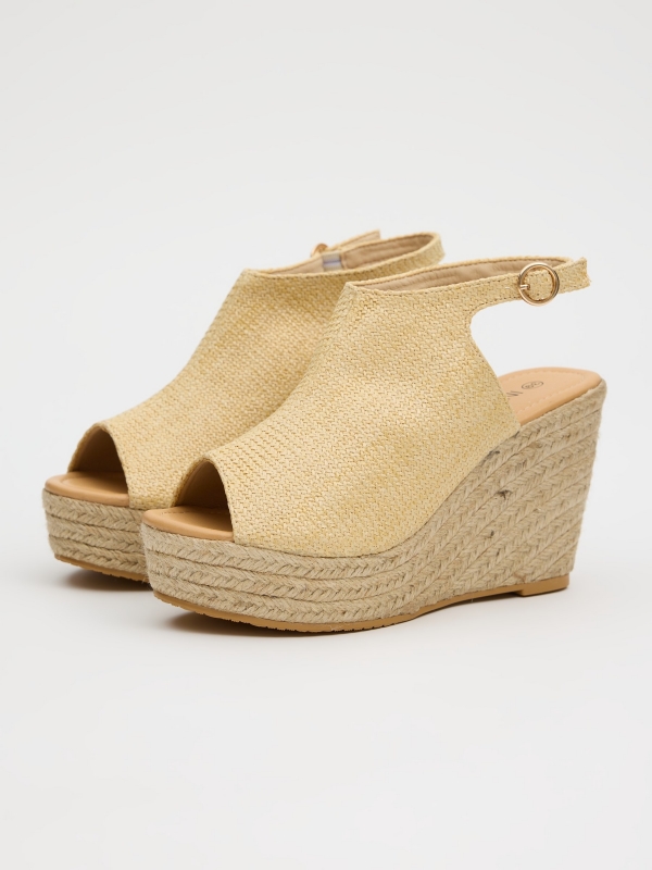 Jute clog style wedge sand 45º front view
