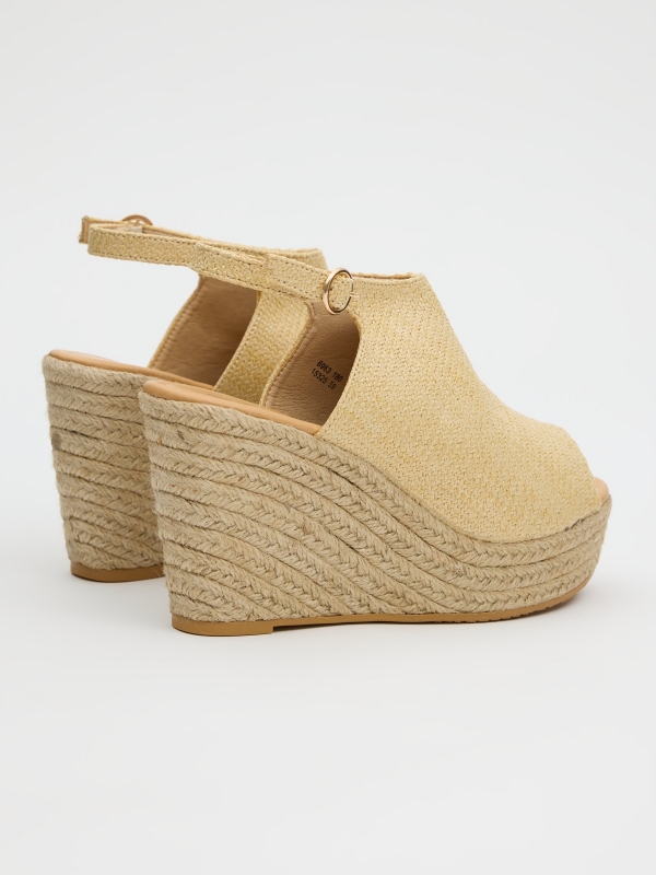 Jute clog style wedge sand 45º back view