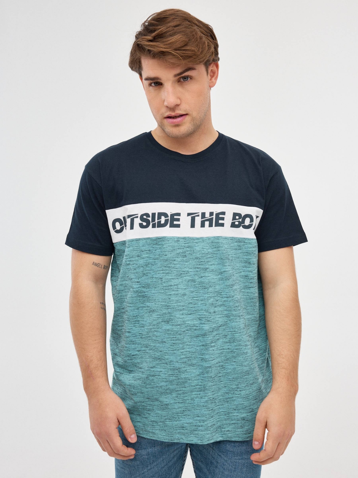 T-shirt Outside azul vista meia frontal