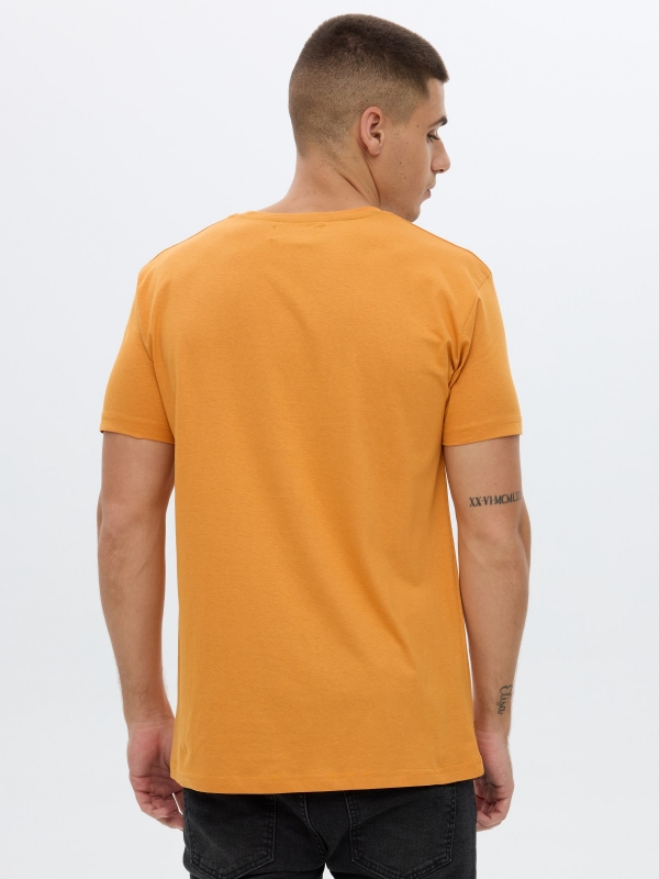 INSIDE printed T-shirt ochre middle back view