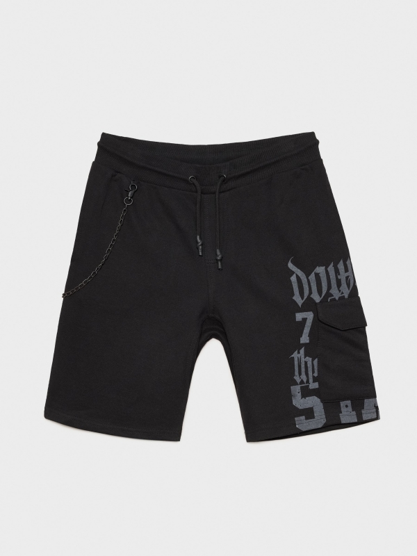  Bermuda jogger shorts with chain black
