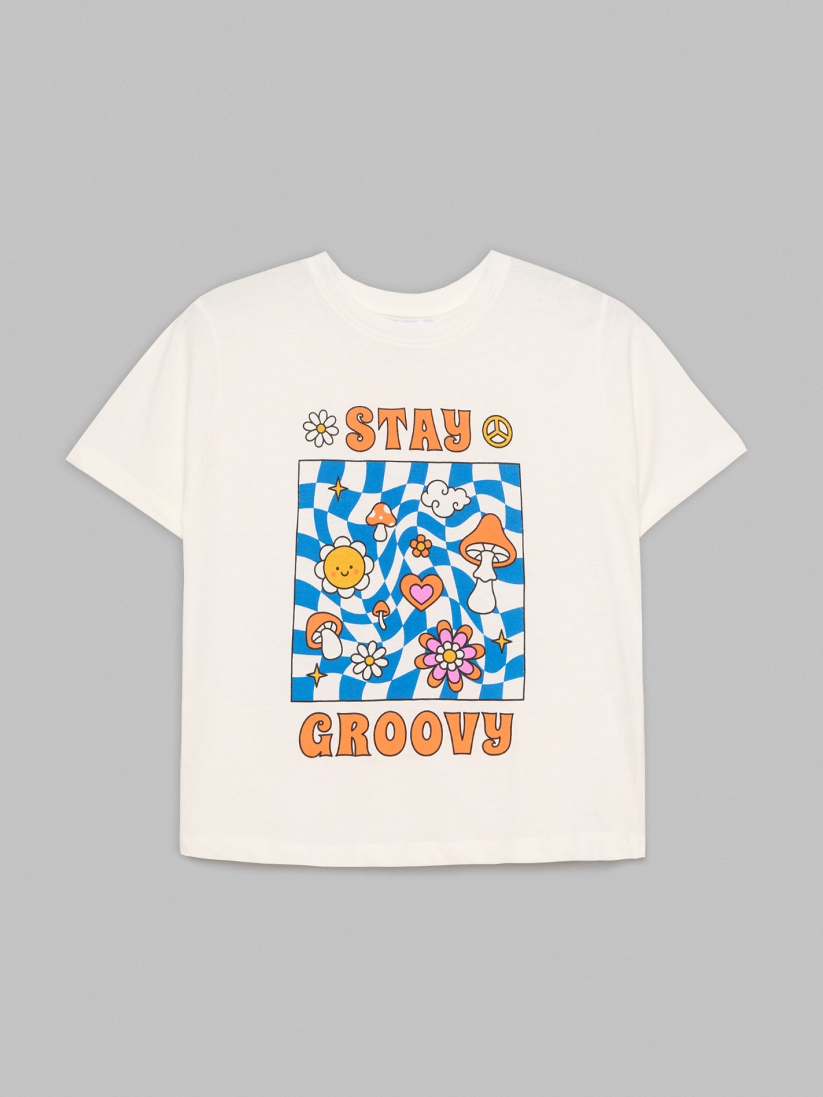  Camiseta Stay Groovy blanco roto