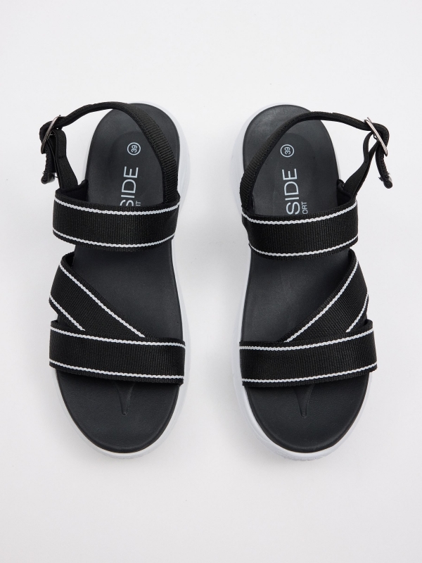 Sport platform sandal black zenithal view