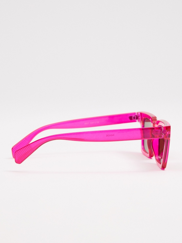Gafas de sol de pasta cuadradas rosa vista detalle