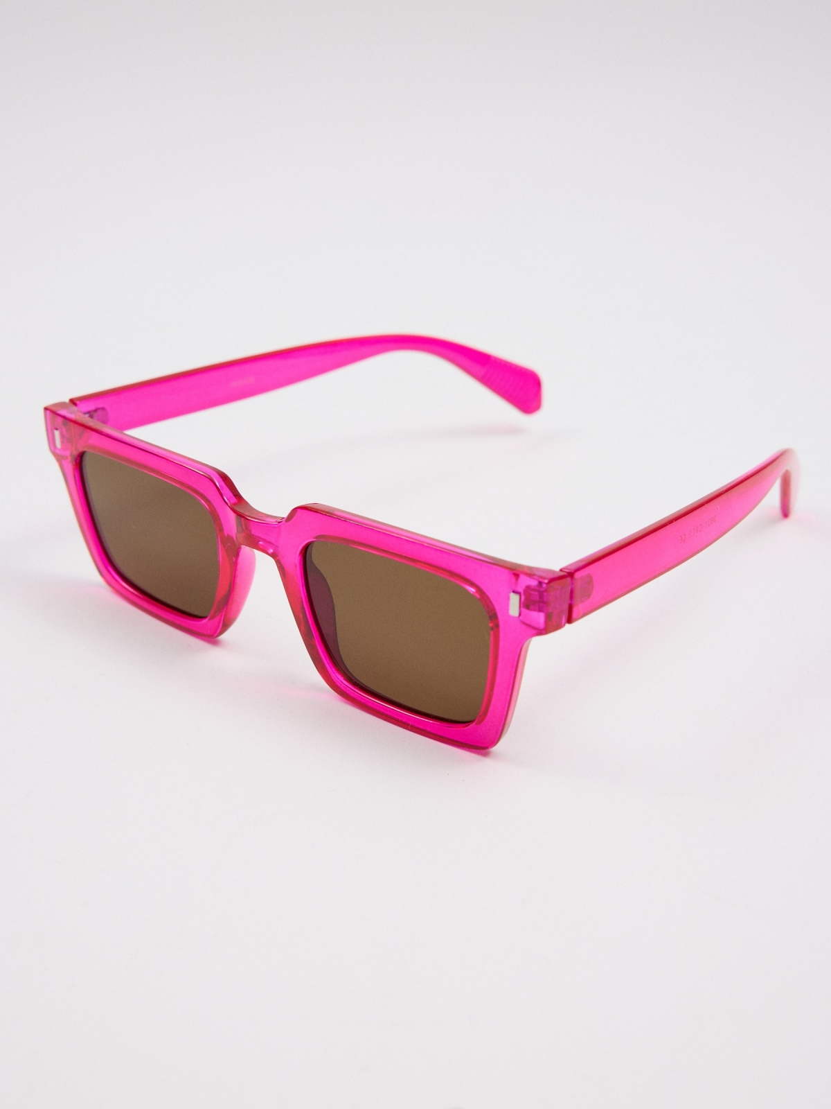 Square acetate sunglasses pink detail view