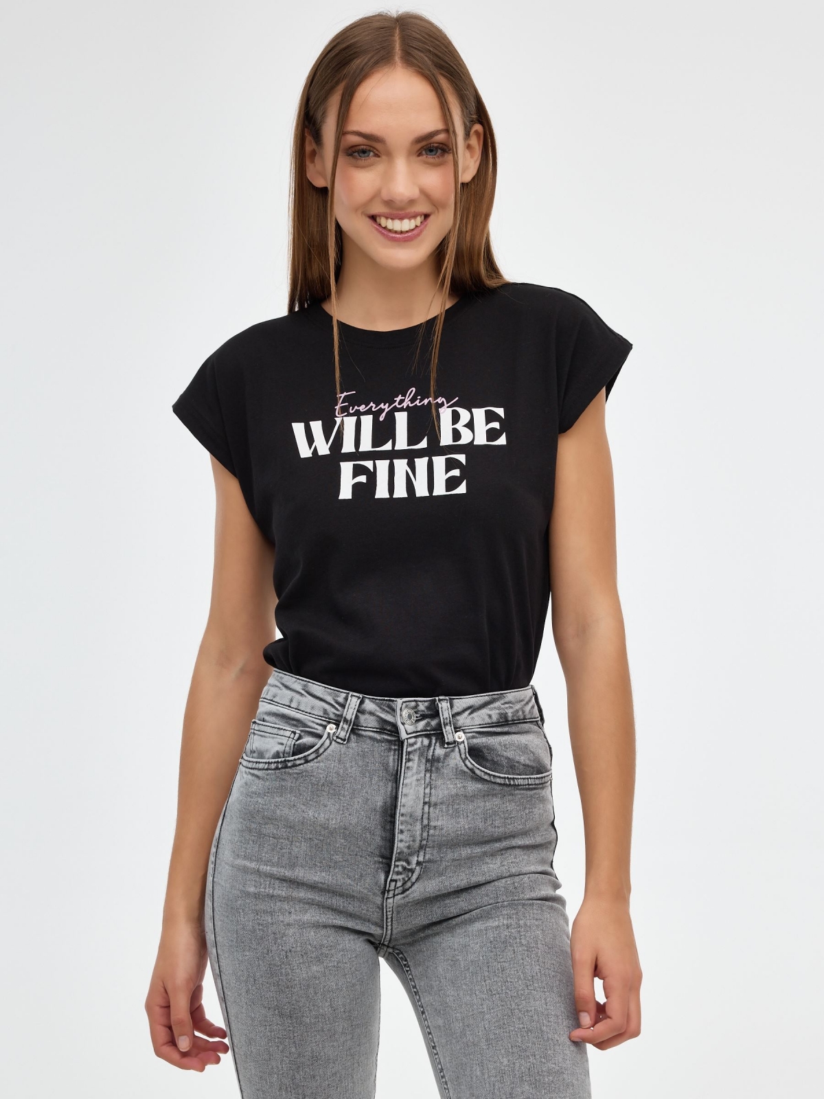 Will Be Fine T-shirt black middle front view