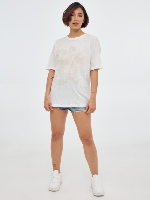 Oversized printed t-shirt off white front view