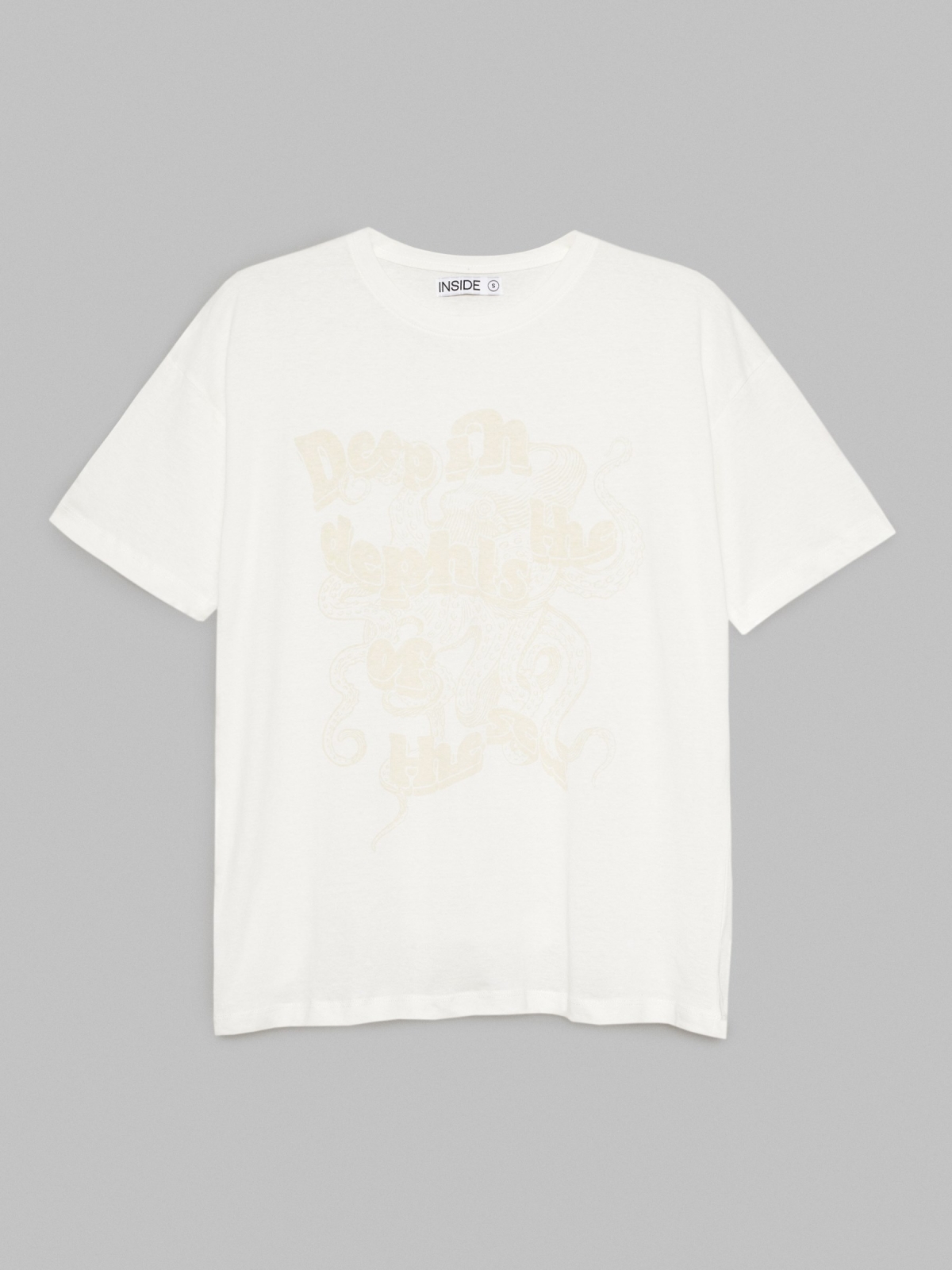  T-shirt impressa em sobredimensionado off white