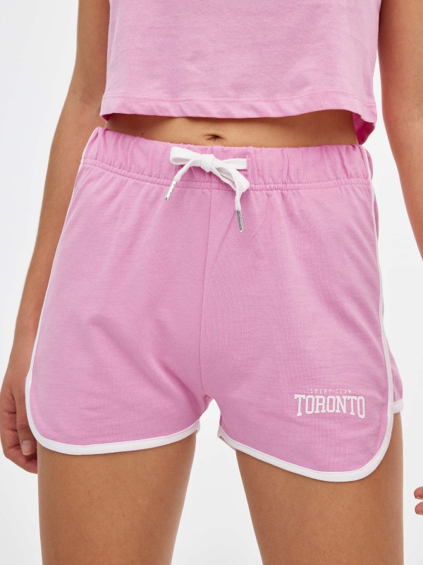 Elastic waist shorts bubblegum pink foreground