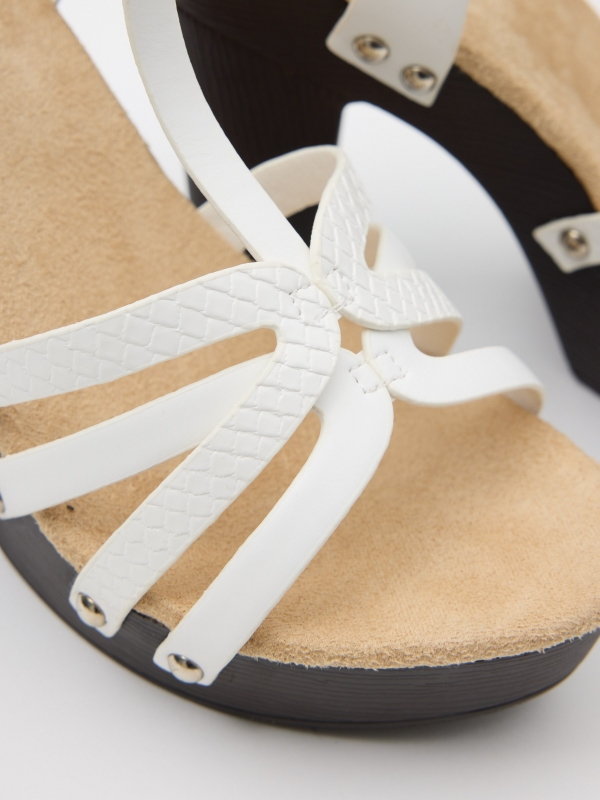Platform sandal with high heel and straps white detail view