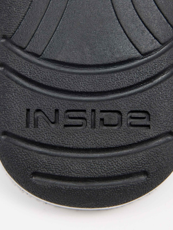 INSIDE leatherette flip flops steel blue detail view