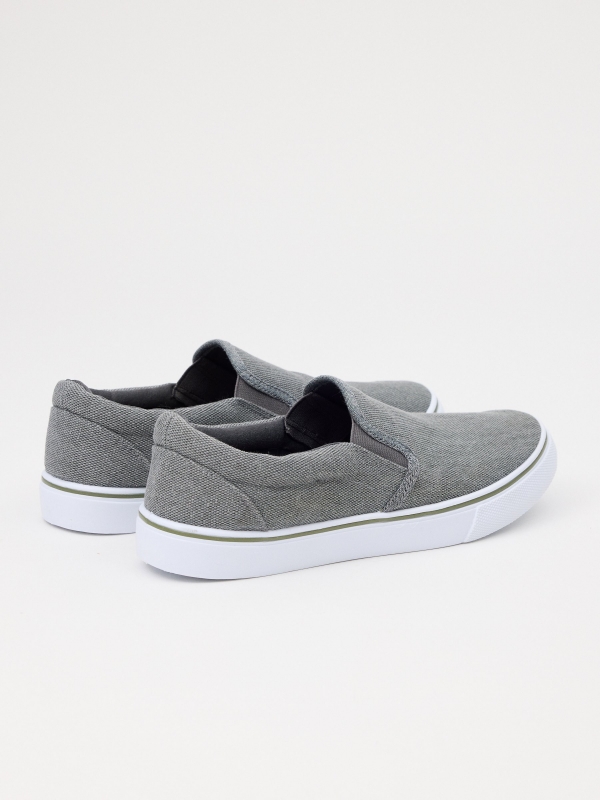 Gray elastic canvas sneaker grey 45º front view
