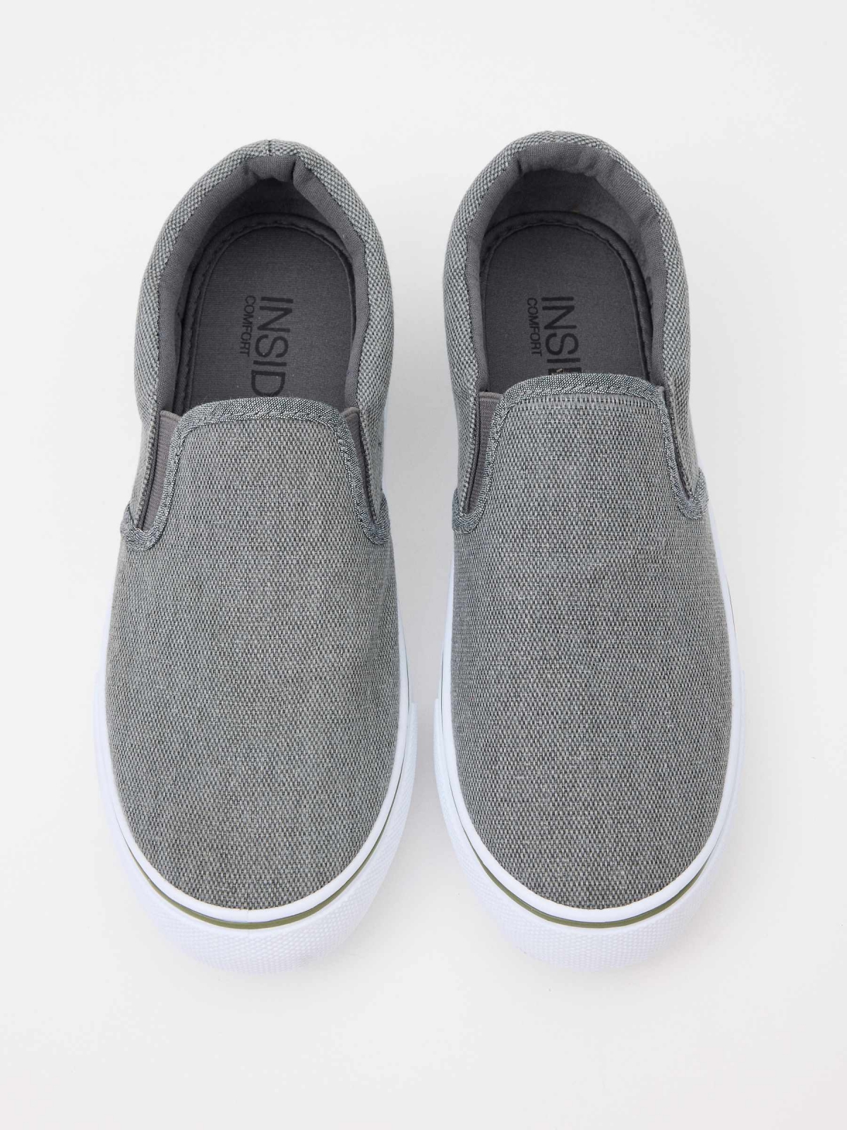 Gray elastic canvas sneaker grey zenithal view