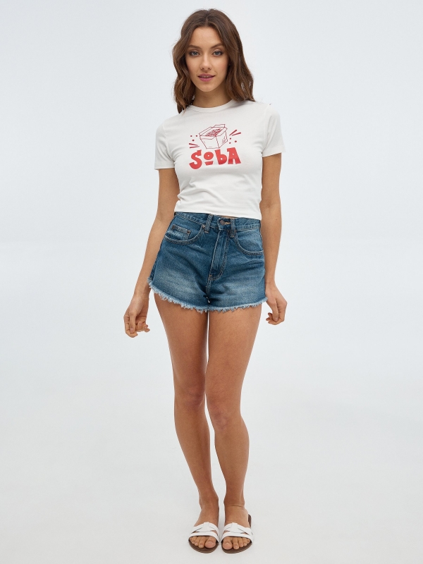 Soba crop top off white front view