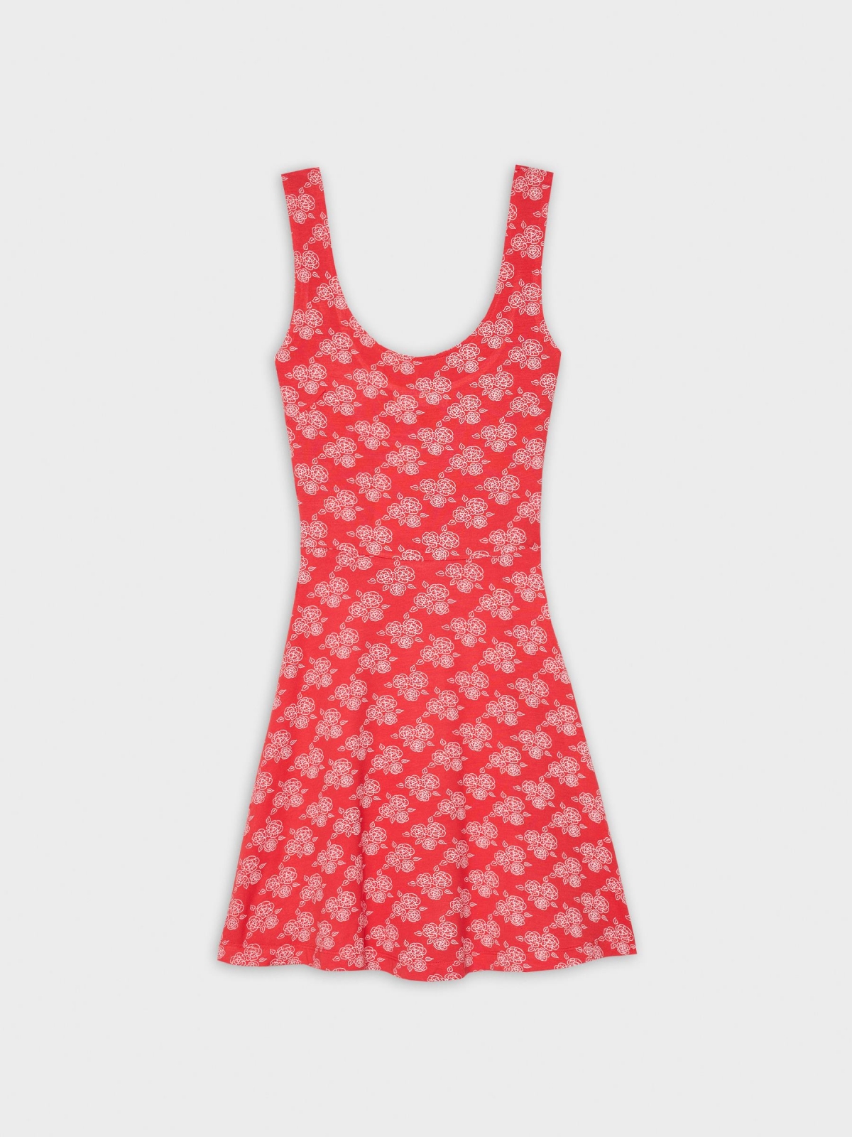  Mini vestido com estampas florais vermelho