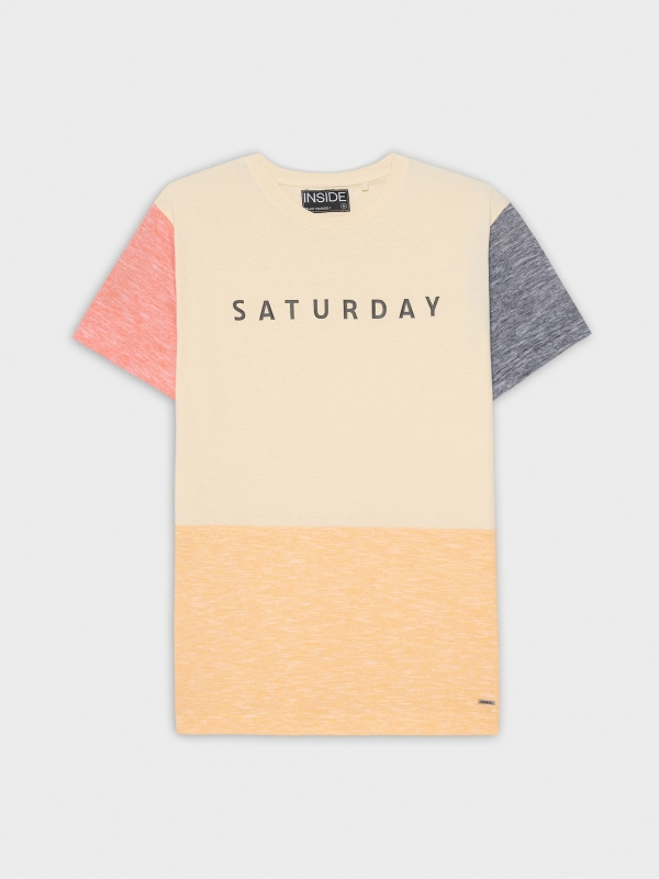  T-shirt color block Saturday areia