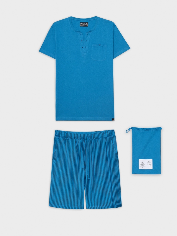 Pijama de hombre pantalón rayas azul
