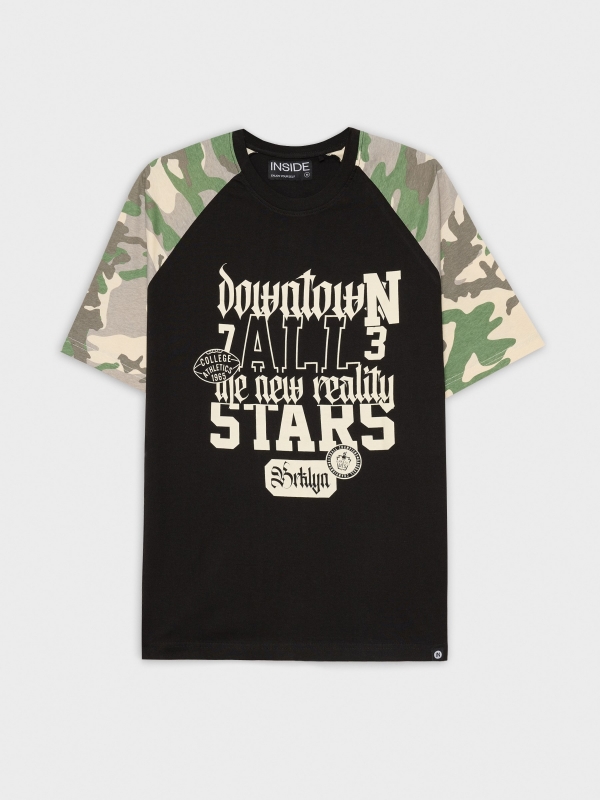  Text and camouflage t-shirt black