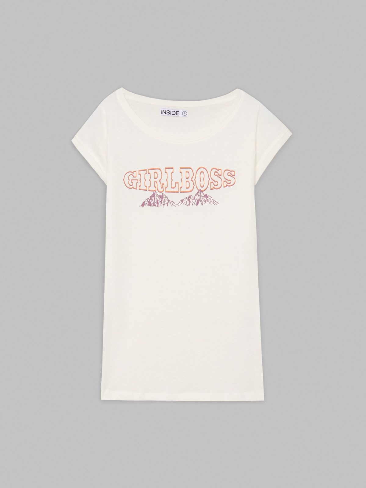  Camiseta print Girlboss blanco roto