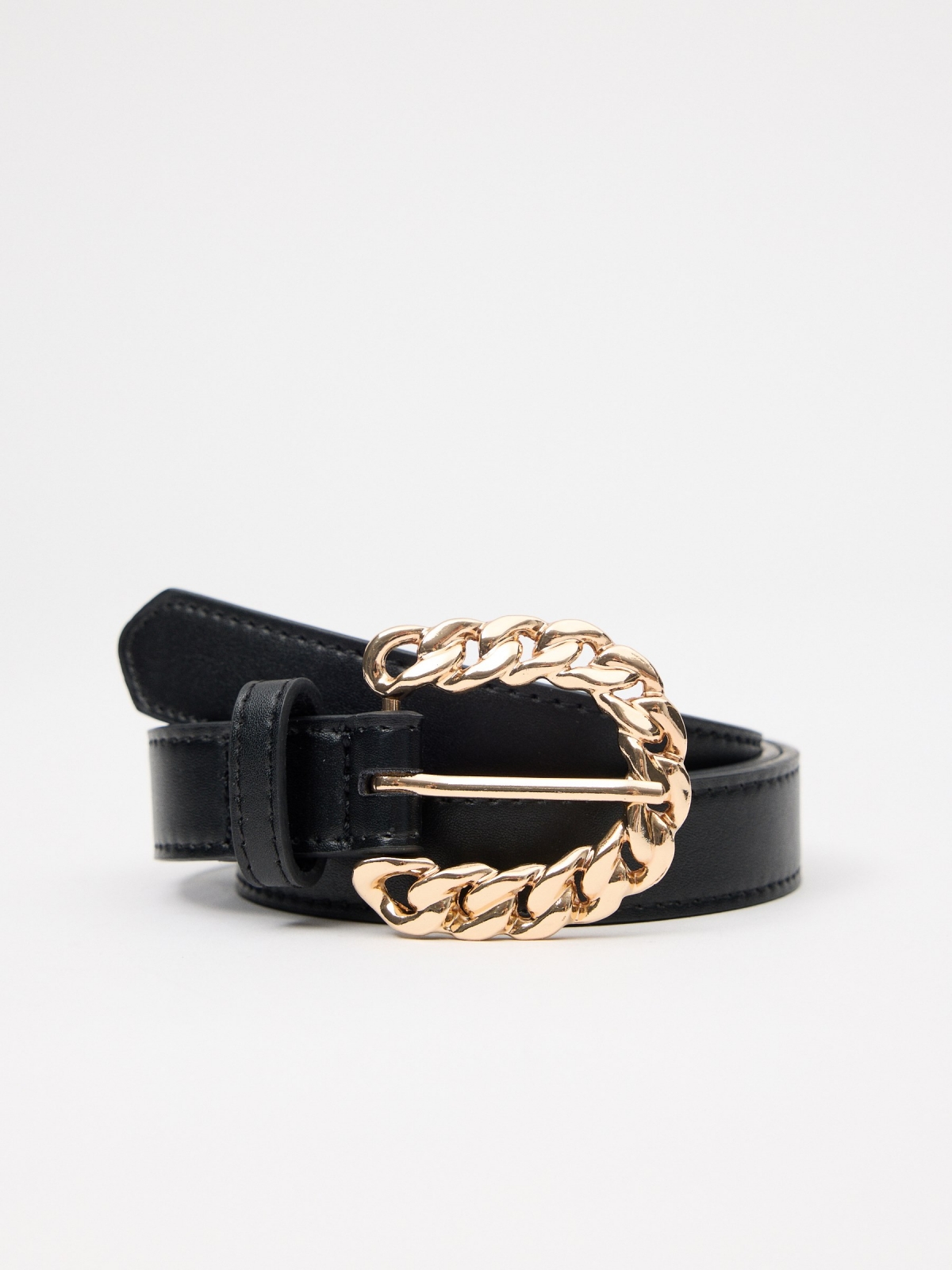 Chain buckle belt brown