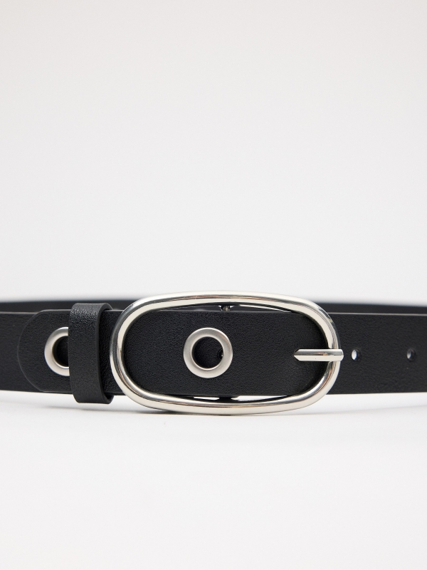 Studded belt with buckle black detail view