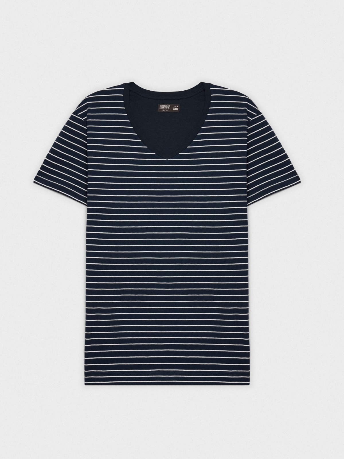 Short striped print pajamas navy