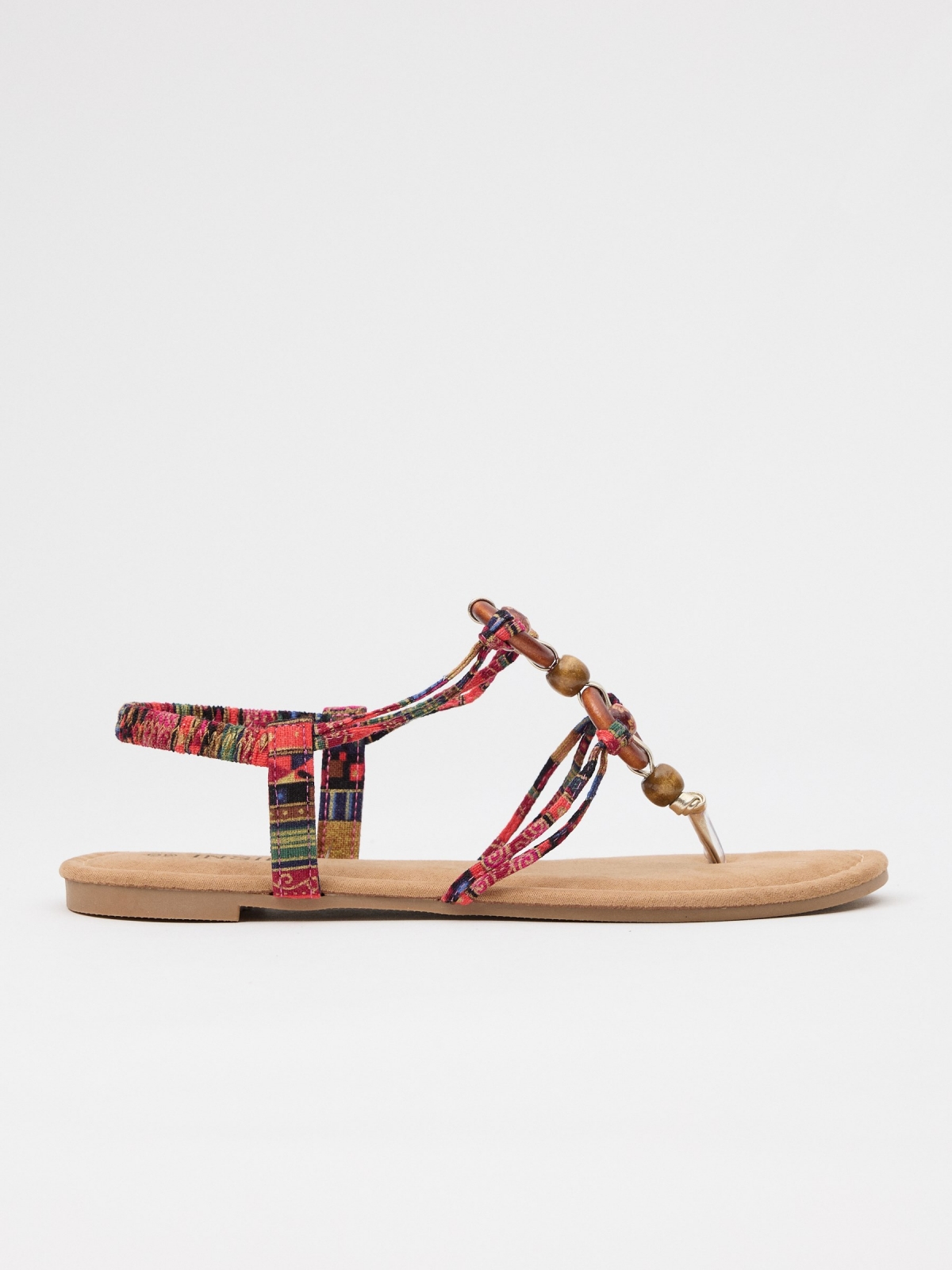 Flat toe sandal with beads multicolor