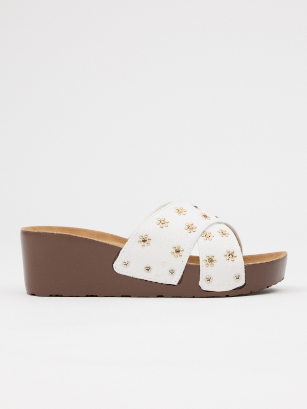 Platform wedge with crossed straps white