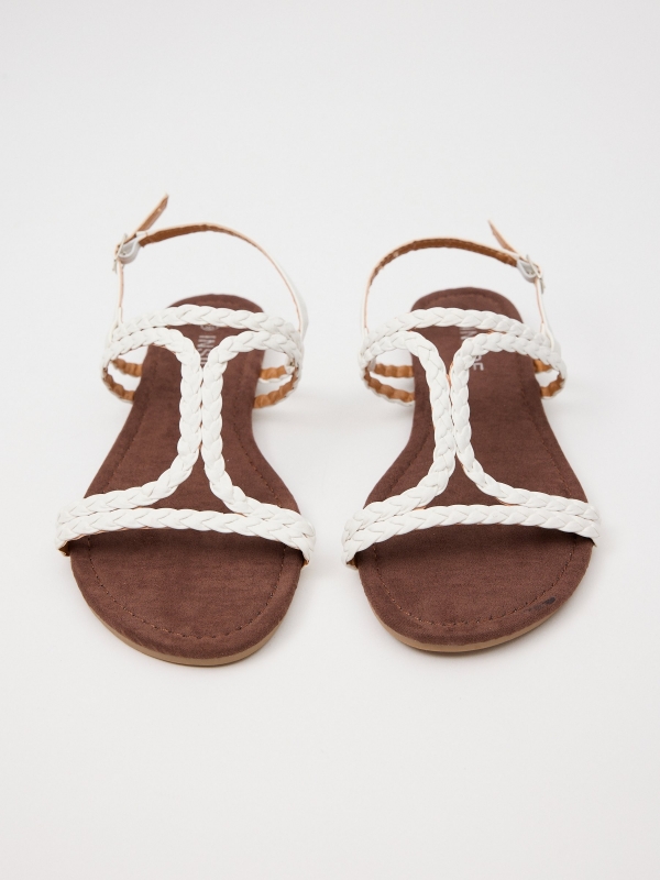 Sandálias com tiras trançadas off white vista lateral