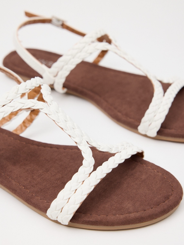 Braided straps sandals off white detail view