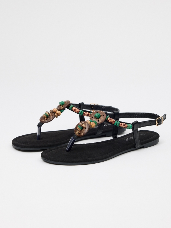 Sandal toe strap with avalorius multicolor 45º front view