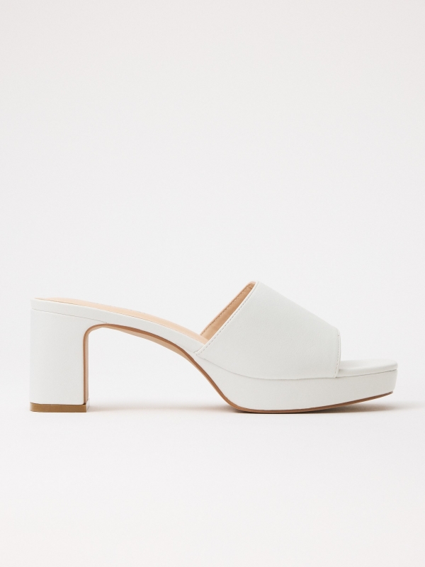 Satin platform sandal white