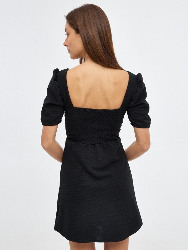 Mini dress with texture black middle back view