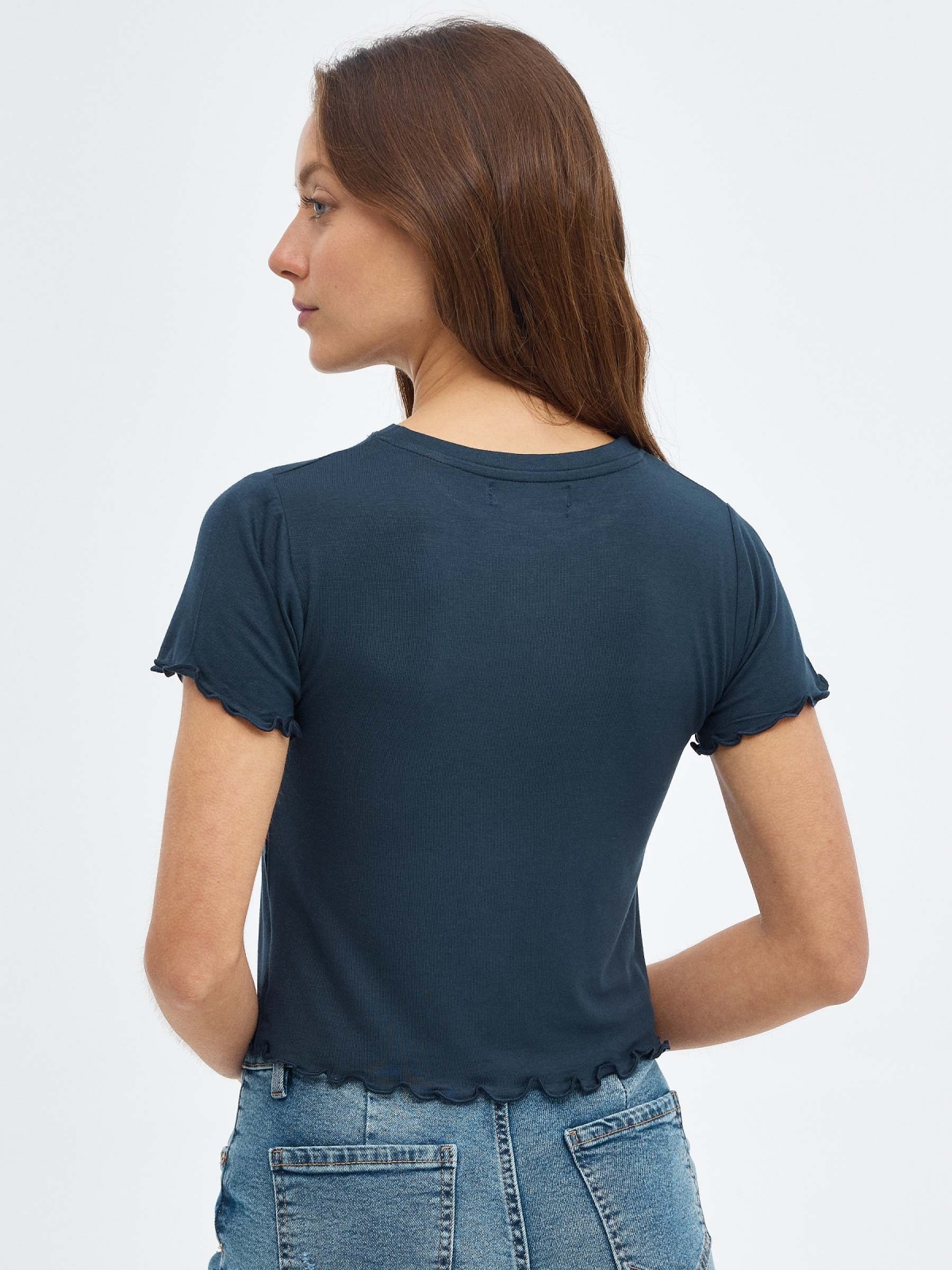 Nashville crop curly T-shirt navy middle back view