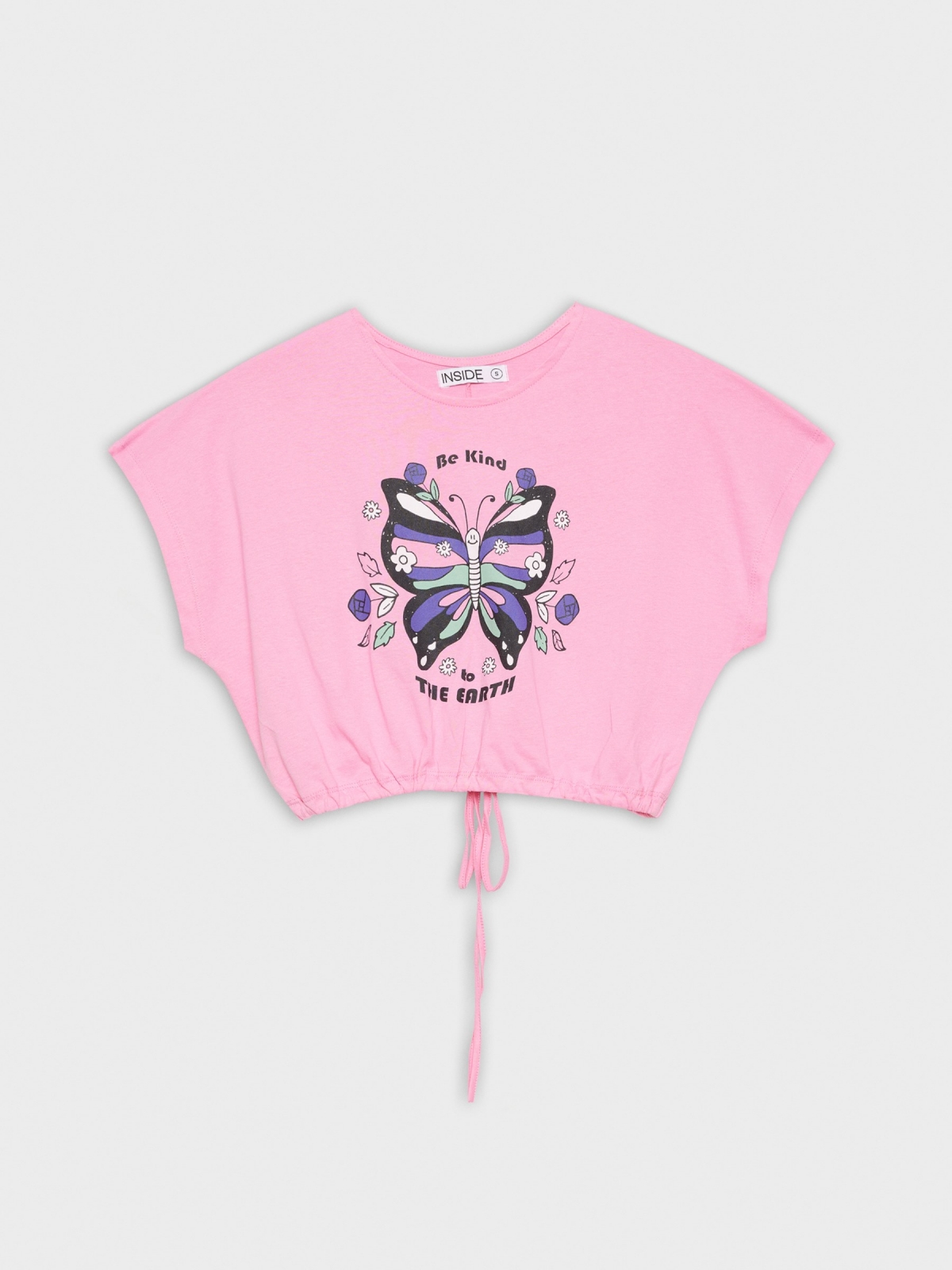  Crop T-shirt with lacing pink