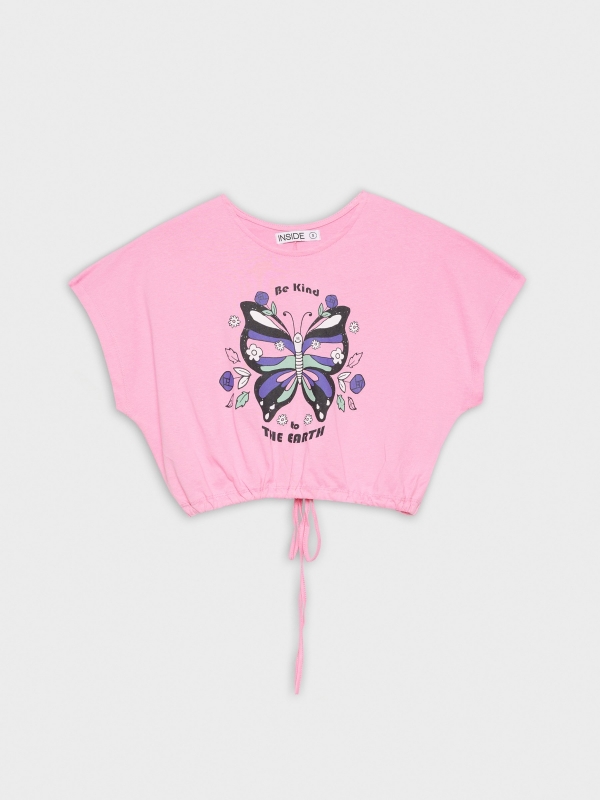  Crop T-shirt with lacing pink