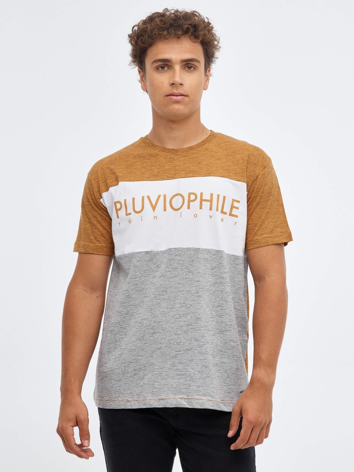 T-shirt Pluviophile ocre vista meia frontal
