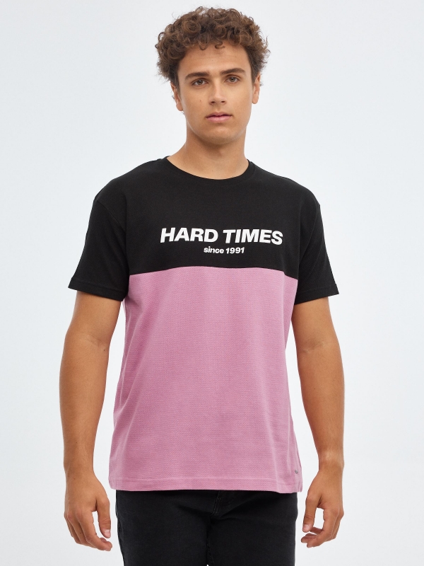 T-shirt hard Times preto vista meia frontal