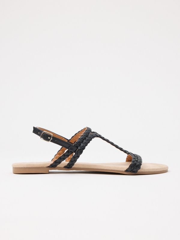 Sandal with straps black/beige