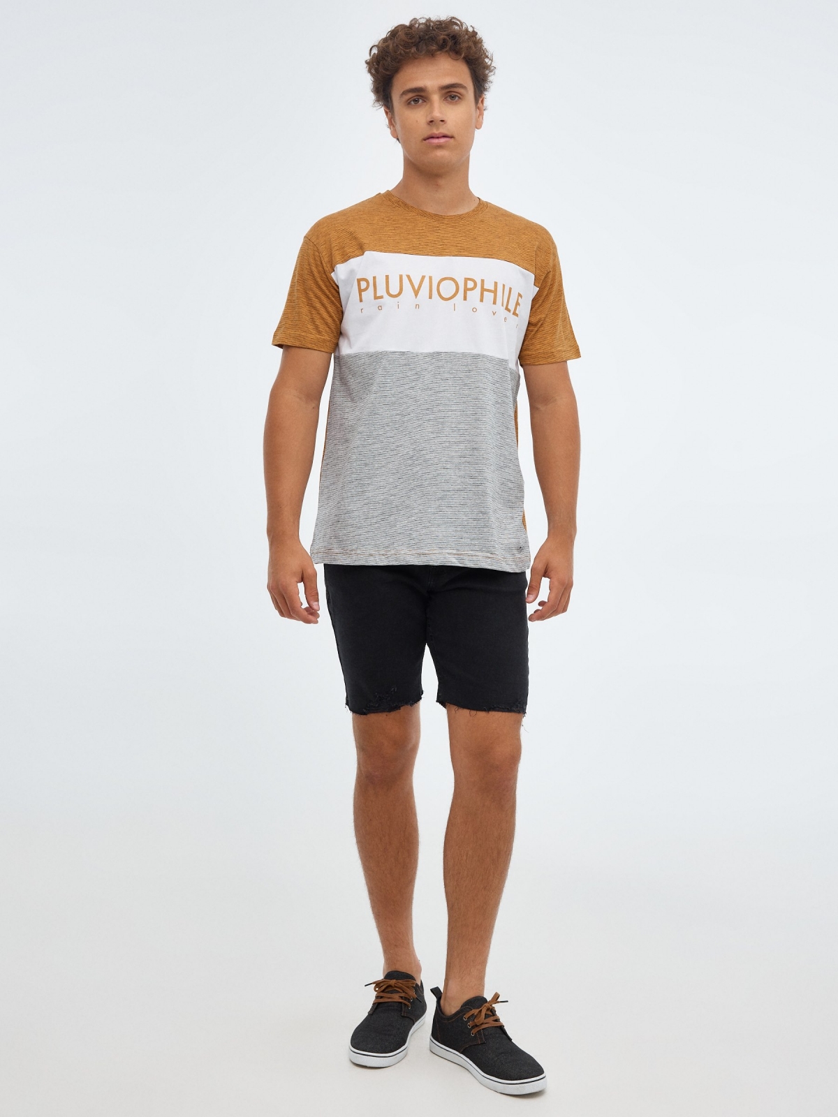 T-shirt Pluviophile ocre vista geral frontal