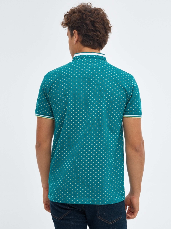Geometric mao polo shirt emerald middle back view