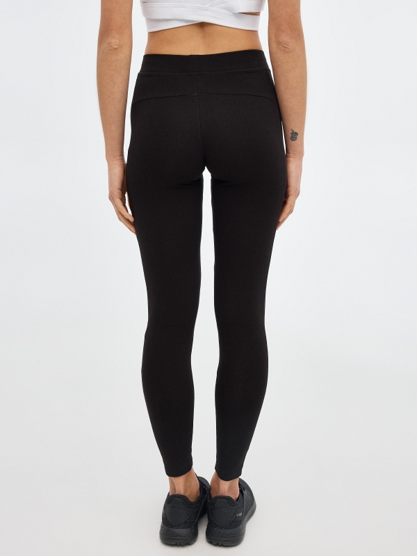 Knitted leggings with mesh detail black middle back view