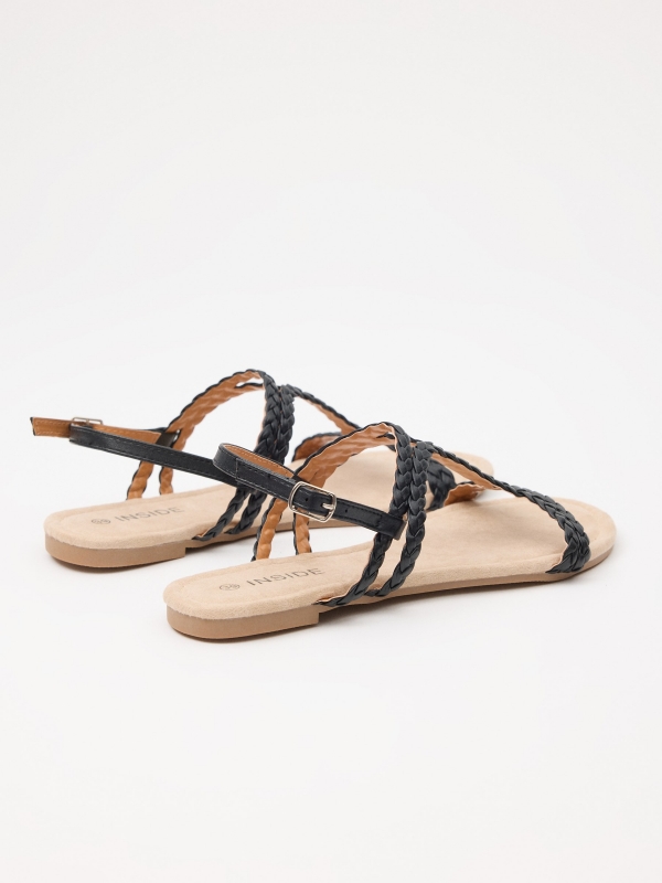 Sandal with straps black/beige 45º back view