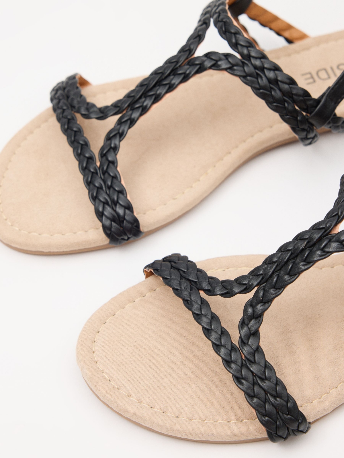 Sandal with straps black/beige detail view