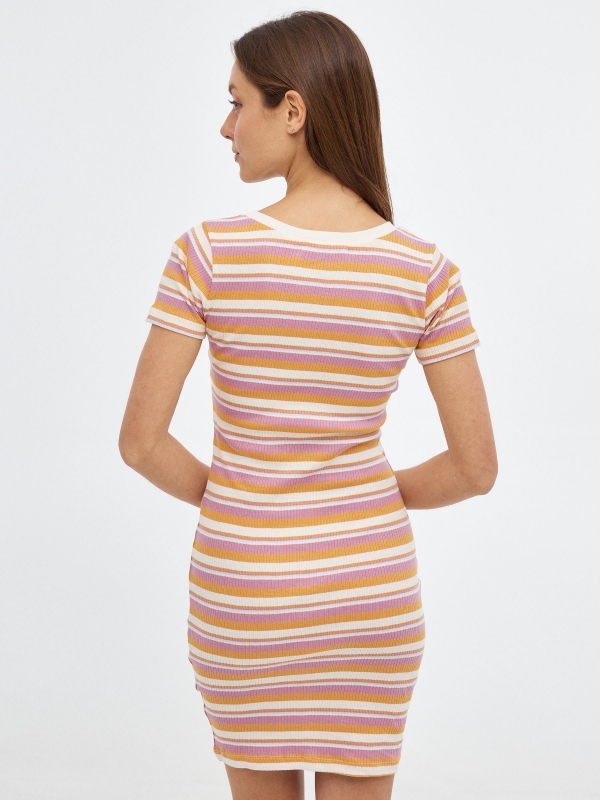 Striped fitted mini dress multicolor middle back view