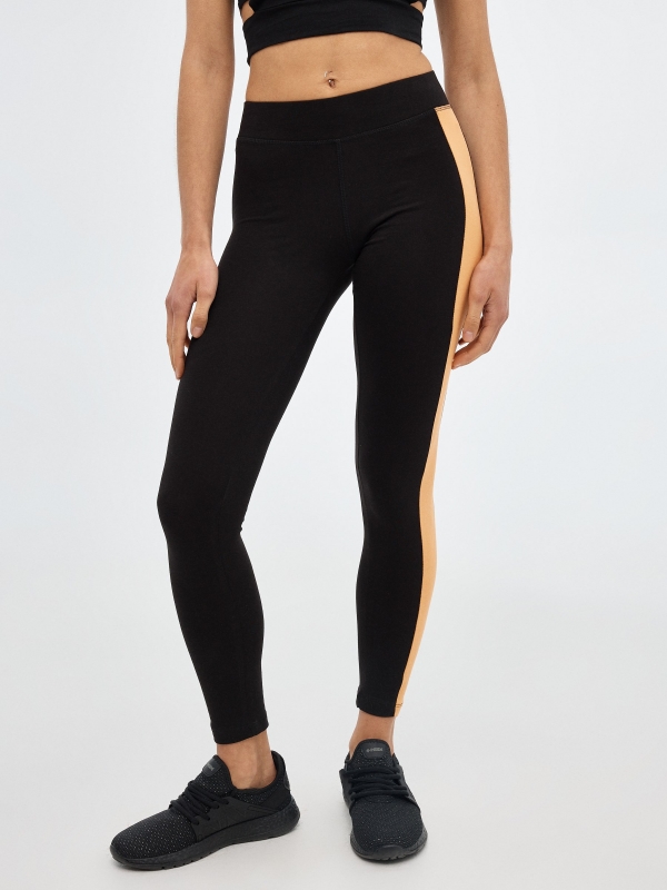 Legging with colour print black middle front view